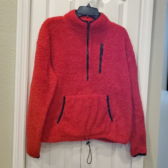 Women's No Boundaries Juniors Plush Half Zip Pullover XL (15-17) Red - Picture 1 of 4